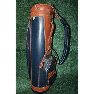 Vintage Hot-Z Retro Golf Bag Leather Shoulder Strap Made in USA Zippers Work